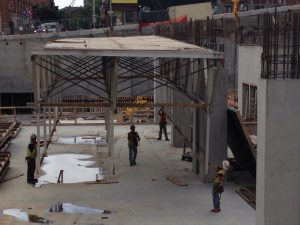  Staging used to support a slab pour.